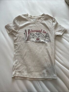 Hollister White 'Snowed In' Graphic Tee with Red Accents